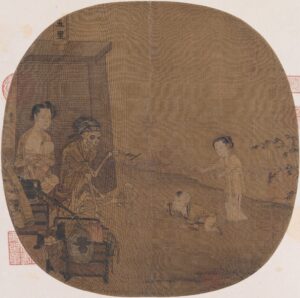 Li Song 李嵩 骷髅幻戏图 绢本 团扇 设色 26.3x26.5 PM