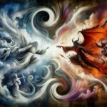 abstract representation of the fight between god and the devil
